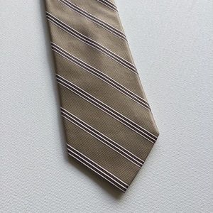Calvin Klein Cream Tan Striped Silk Tie